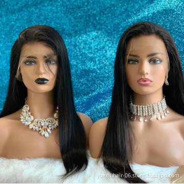 Natural Color Straight 13x4 Lace Frontal Human Hair Wig 150% Density Pre-Plucked Brazilian Virgin Hair Lace Front Wigs Vendor
